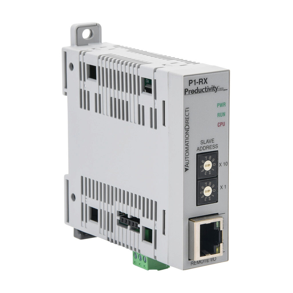P1-RX - Productivity1000 remote I/O module, 1 port, (1) Ethernet (RJ45) port(s). For use with P1-550, P2-550 and P2-622 CPUs.