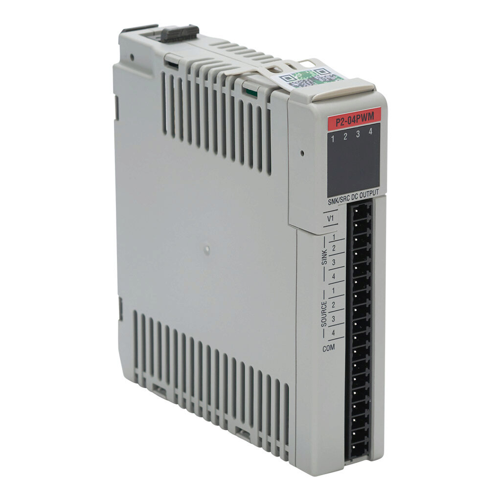 P2-04PWM - Productivity2000 high-speed pulse width modulation output module, 5-24 VDC, sinking/sourcing, 4-channel, single-ended output(s), external 5-24 VDC required.