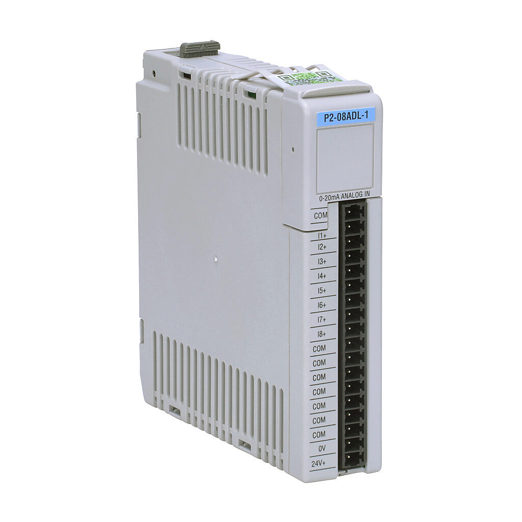 P2-08ADL-1 - Productivity2000 analog input module, 8-channel, current, 13-bit, external 24 VDC required. Requires P2-RTB or P2-RTB-1 removable terminal block or ZIPLink pre-wired cables.