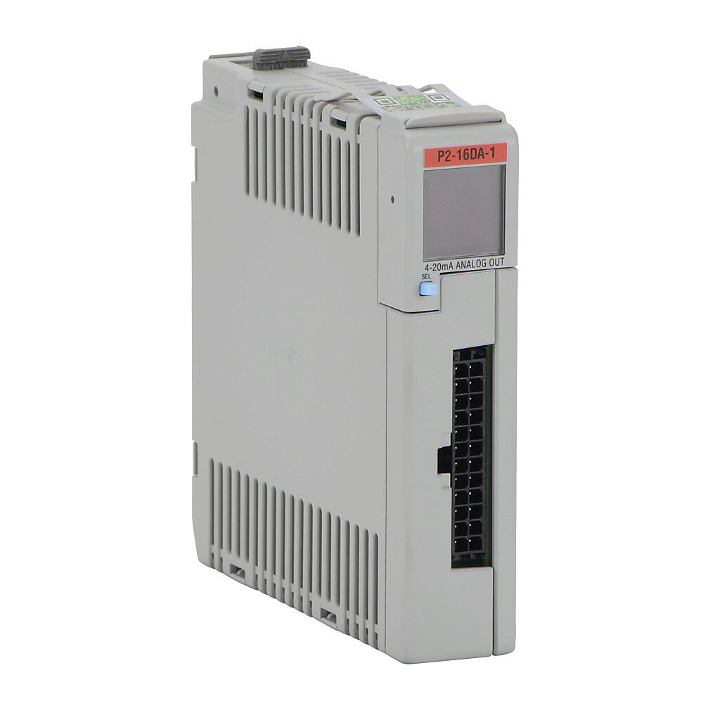 P2-16DA-1 - Productivity2000 analog output module, 16-channel, current, 16-bit, external 24 VDC required. Requires ZIPLink connector modules and pre-wired cables.