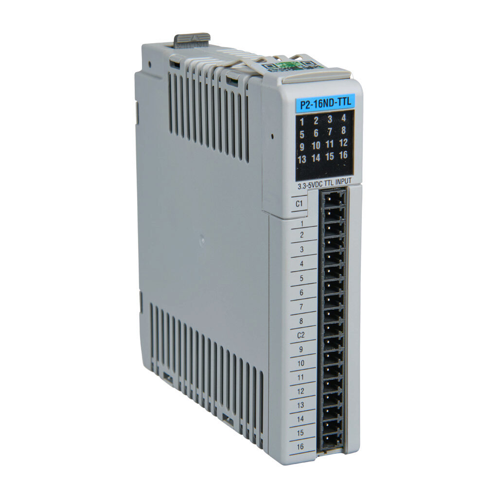 P2-16ND-TTL - Productivity2000 discrete input module, 16-point, 3.3-5 VDC, sinking/sourcing/TTL, 2 common(s), 8 point(s) per common. Requires P2-RTB or P2-RTB-1 removable terminal block or ZIPLink pre-wired cables.