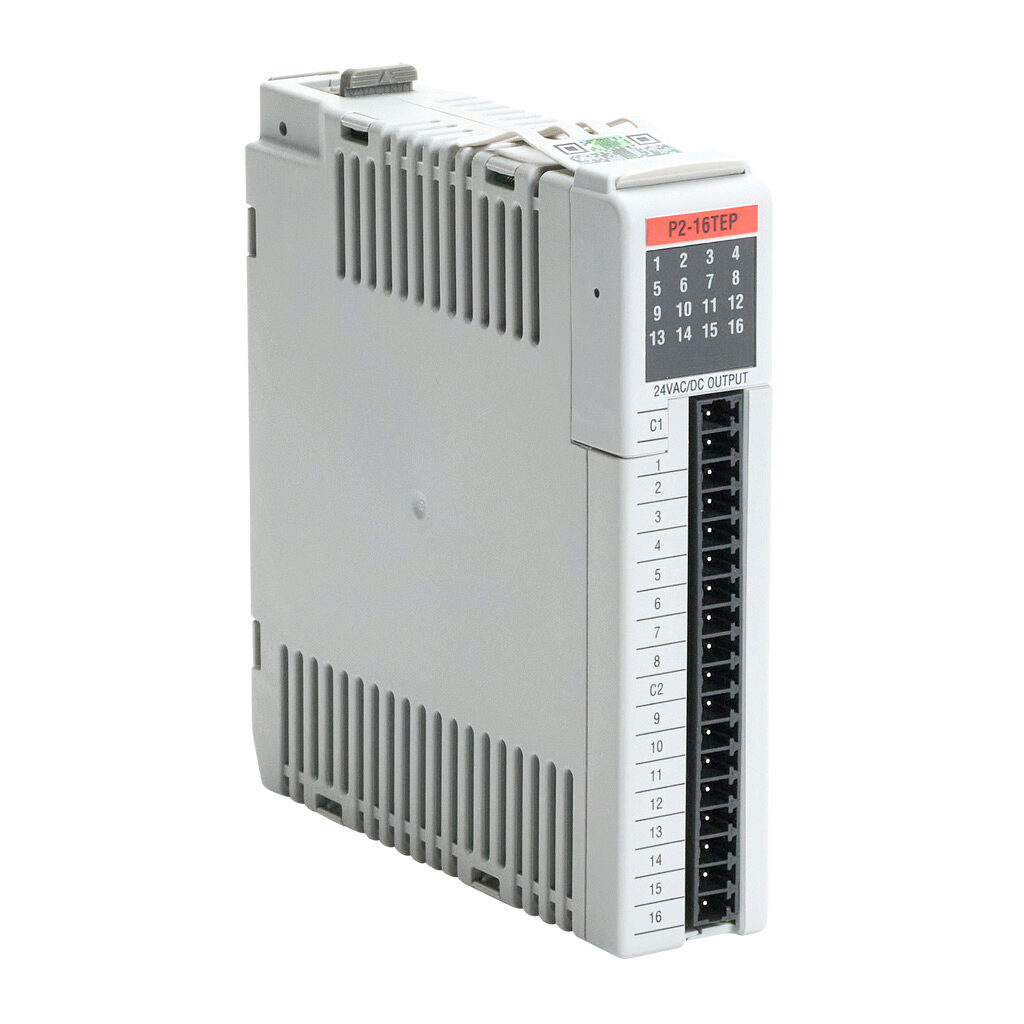 P2-16TEP - Productivity2000 relay output module, 16-point, 24 VAC/VDC, (16) solid state relays, 2 isolated common(s), 8 point(s) per common, 0.5A/point @ 40 deg C, 0.3A/point @ 60 deg C. Requires P2-RTB or P2-RTB-1 removable terminal block or ZIPL...