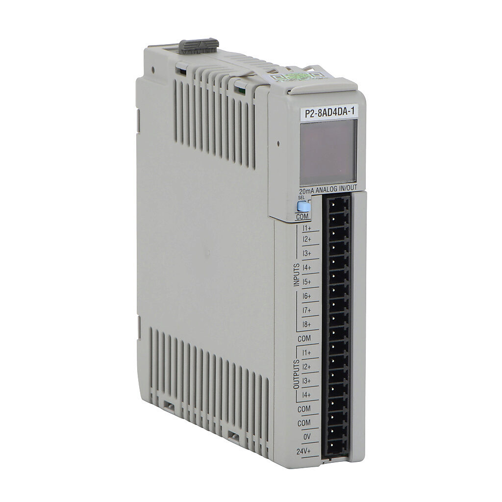 P2-8AD4DA-1 - Productivity2000 analog combo module, Input: 8-channel, current, Output: 4-channel, current. Requires P2-RTB or P2-RTB-1 removable terminal block or ZIPLink pre-wired cables.