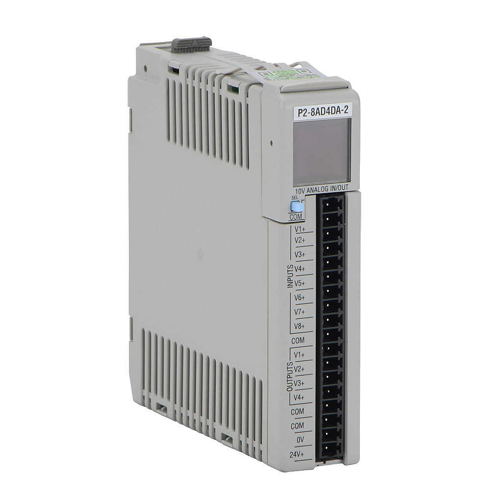 P2-8AD4DA-2 - Productivity2000 analog combo module, Input: 8-channel, voltage, Output: 4-channel, voltage. Requires P2-RTB or P2-RTB-1 removable terminal block or ZIPLink pre-wired cables.