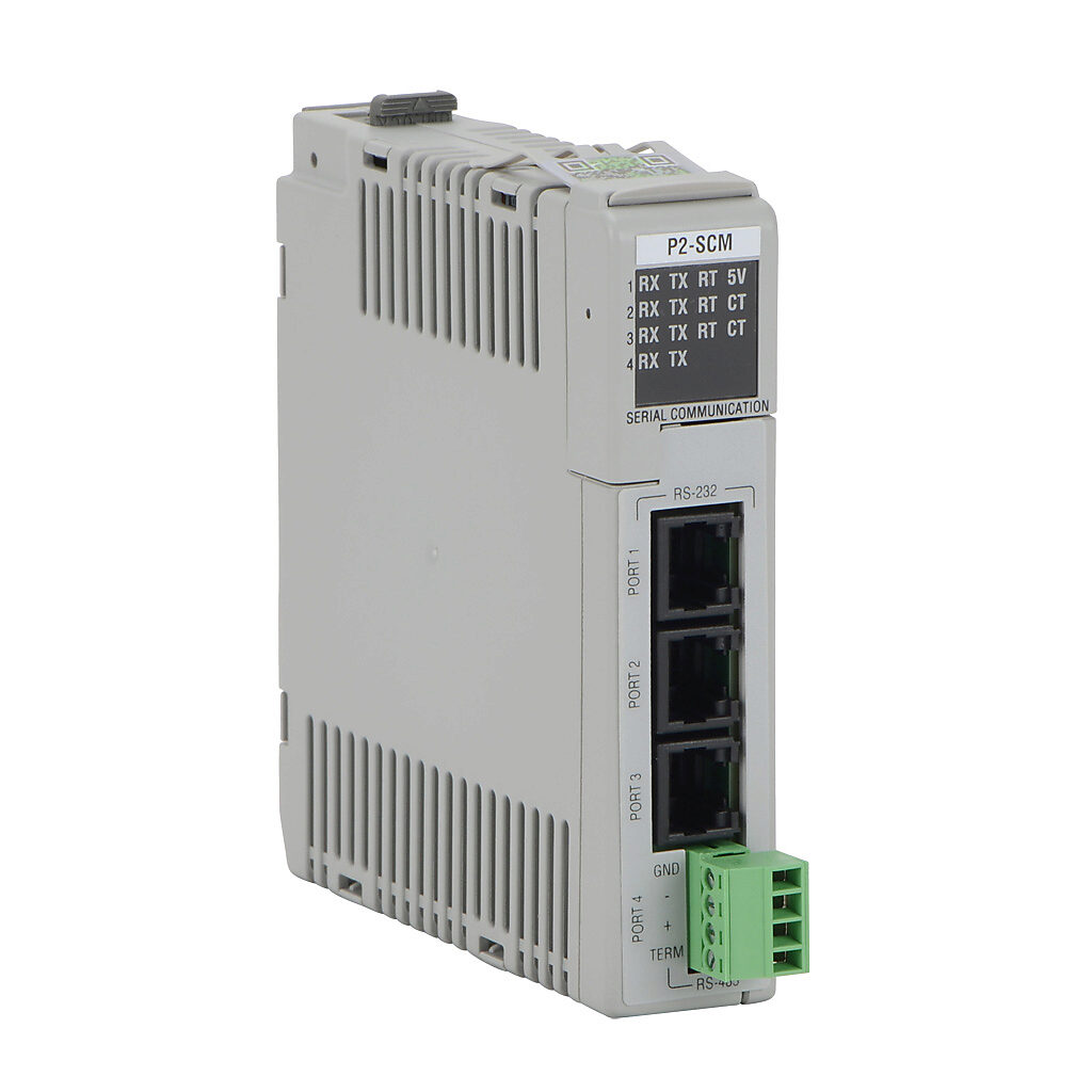 P2-SCM - Productivity2000 communication module, Modbus RTU and ASCII, 4 ports, (3) RS-232 (RJ12) and (1) RS-485 (4-pin terminal) port(s).