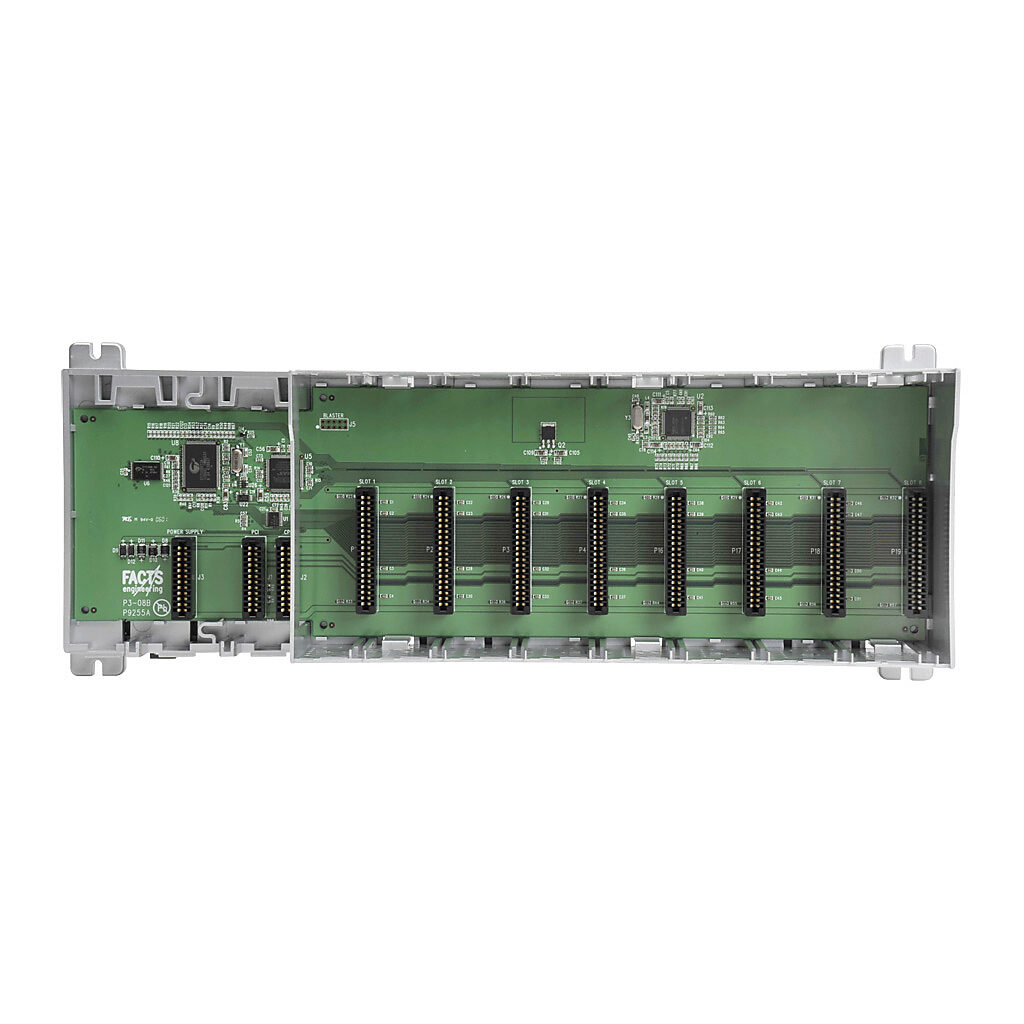P3-08B - Productivity3000 I/O base, 8-slot, DIN rail or flush mount. Requires P3-01AC or P3-01DC power supply. Holds power supply, CPU and (8) I/O modules.