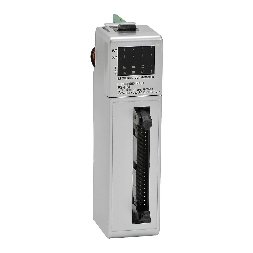 P3-HSI - Productivity3000 pulse input module, 1 MHz maximum switching frequency, 2 high-speed input point(s), 5-24 VDC, sinking/sourcing, 2-channel, differential and single-ended encoder input(s), 4 high-speed output point(s), 5-24 VDC, sinking/so...