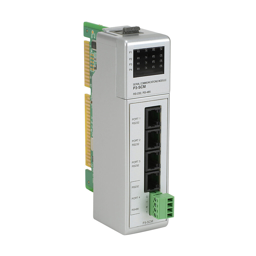 P3-SCM - Productivity3000 communication module, Modbus RTU and ASCII, 4 ports, (3) RS-232 (RJ12) and (1) RS-232 (RJ12) or RS-485 (4-pin terminal) port(s).
