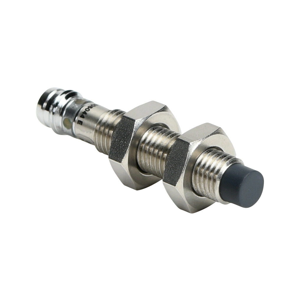 PAE-AN-2F - AchieVe inductive proximity sensor, tubular, 8mm diameter x 45mm body, 304 stainless steel housing, NPN, N.O. output, 2.5mm sensing distance, non-flush, 4.5 kHz switching frequency, IP67, 3-pin M8 quick-disconnect.