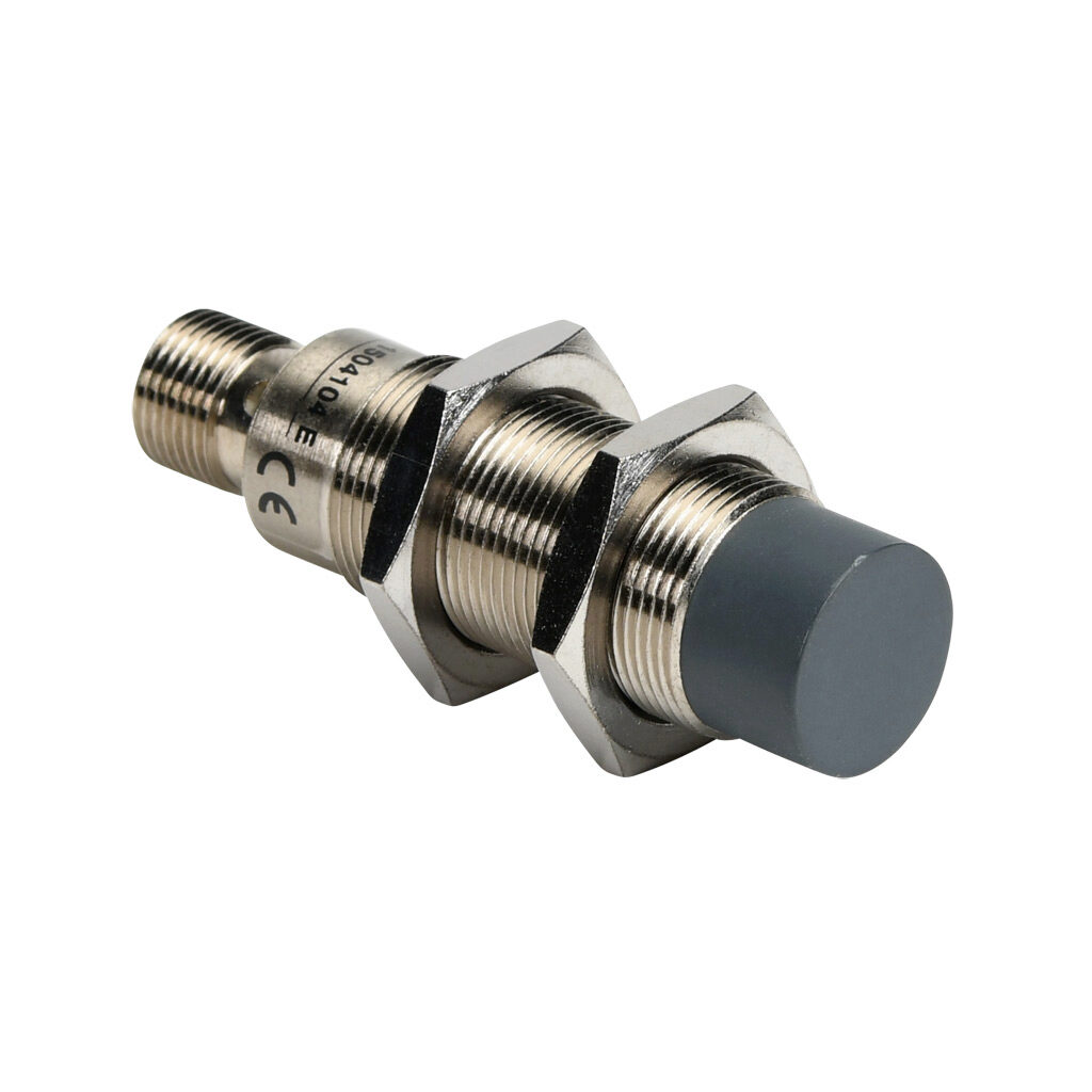 PAK-AP-2H - AchieVe inductive proximity sensor, tubular, 18mm diameter x 63.5mm body, nickel-plated brass housing, PNP, N.O. output, 8mm sensing distance, non-flush, 2 kHz switching frequency, IP67, 4-pin M12 quick-disconnect.