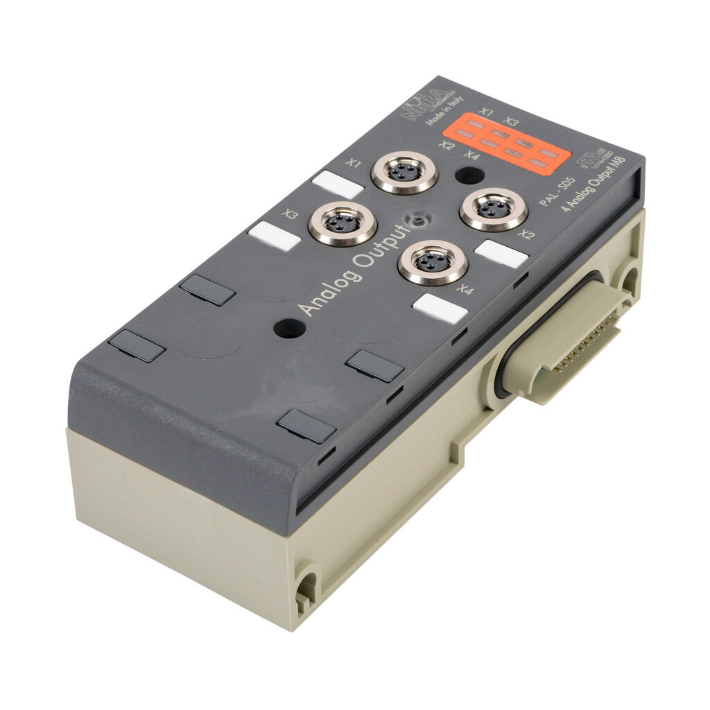 PAL-S05 - NITRA analog output module, 4-channel, current/voltage, 15-bit, IP65. Requires PAL-EIP bus coupler.