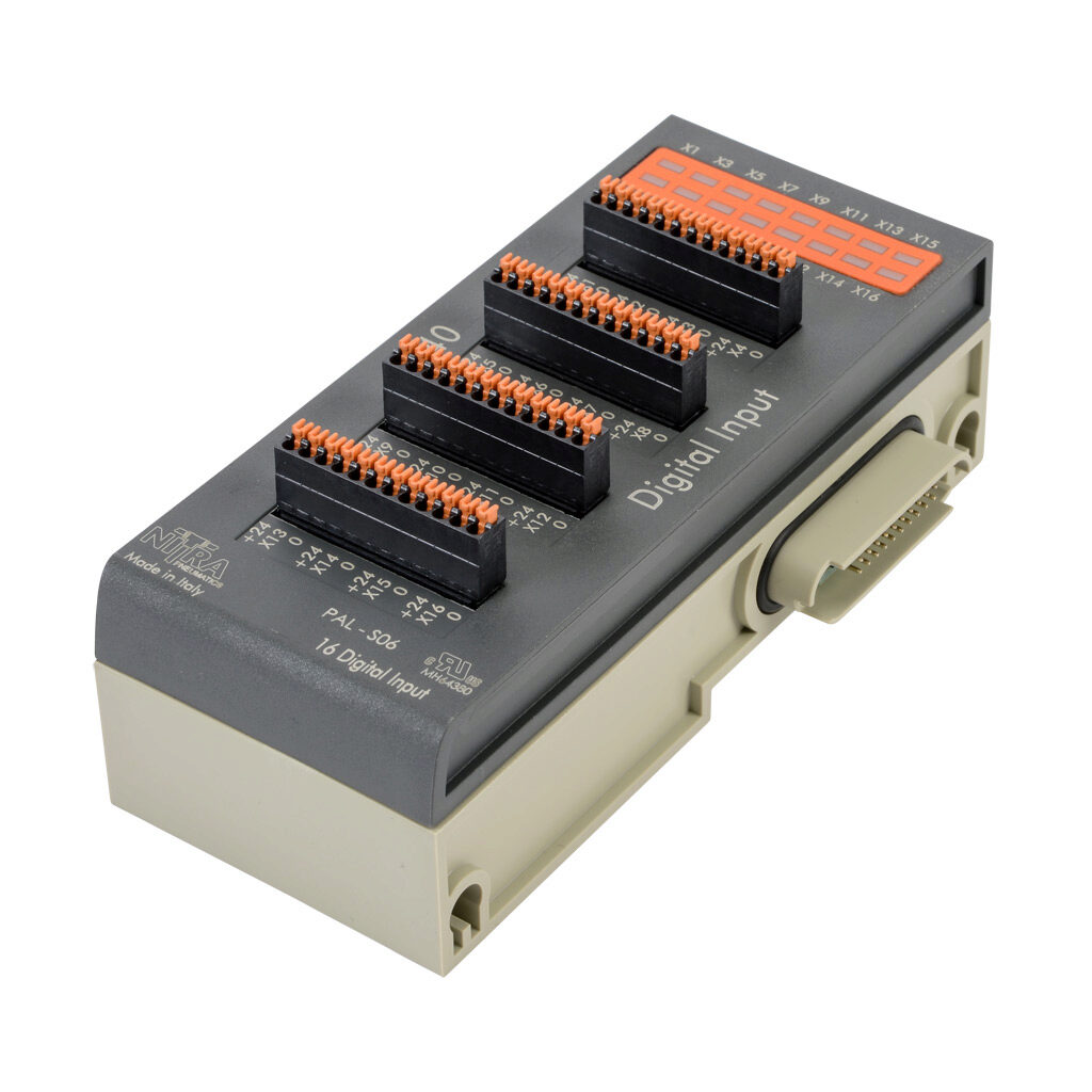 PAL-S06 - NITRA discrete input module, 16-point, 12-24 VDC, PNP/NPN, 1 common(s), 16 point(s) per common, IP40. For use with PAL series. Mounting hardware included. Requires PAL-EIP bus coupler.