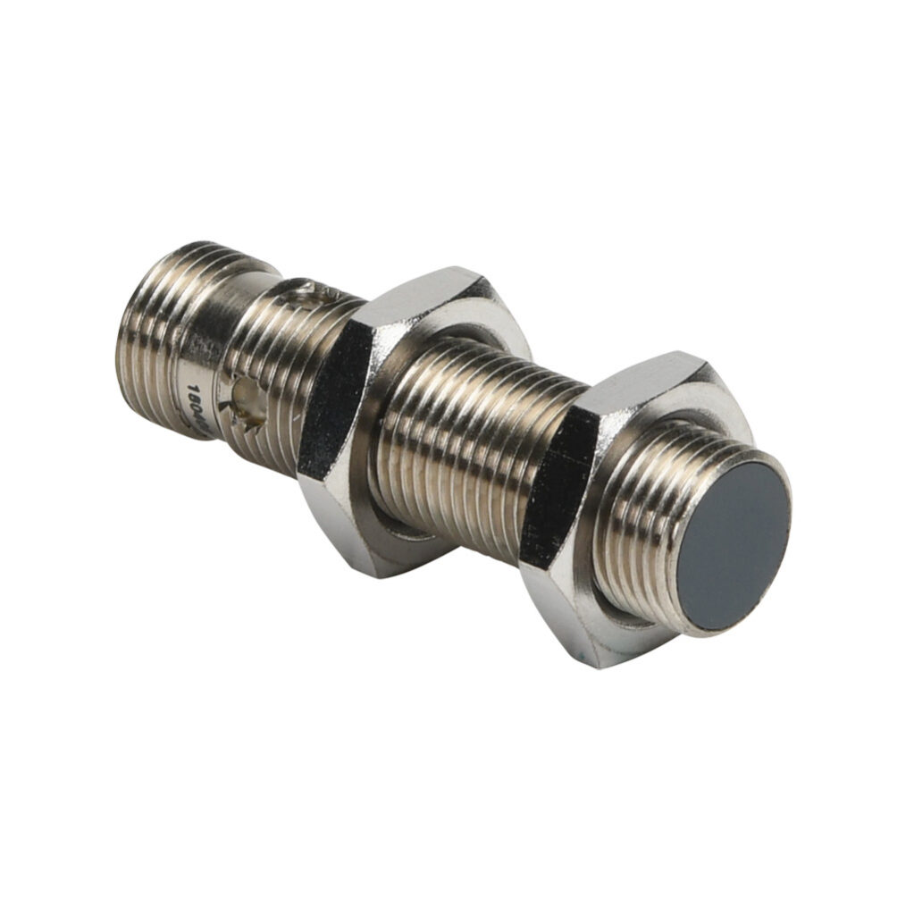 PAM-AN-1H - AchieVe inductive proximity sensor, tubular, 12mm diameter x 45mm body, nickel-plated brass housing, NPN, N.O. output, 2mm sensing distance, flush, 3 kHz switching frequency, IP67, 4-pin M12 quick-disconnect.
