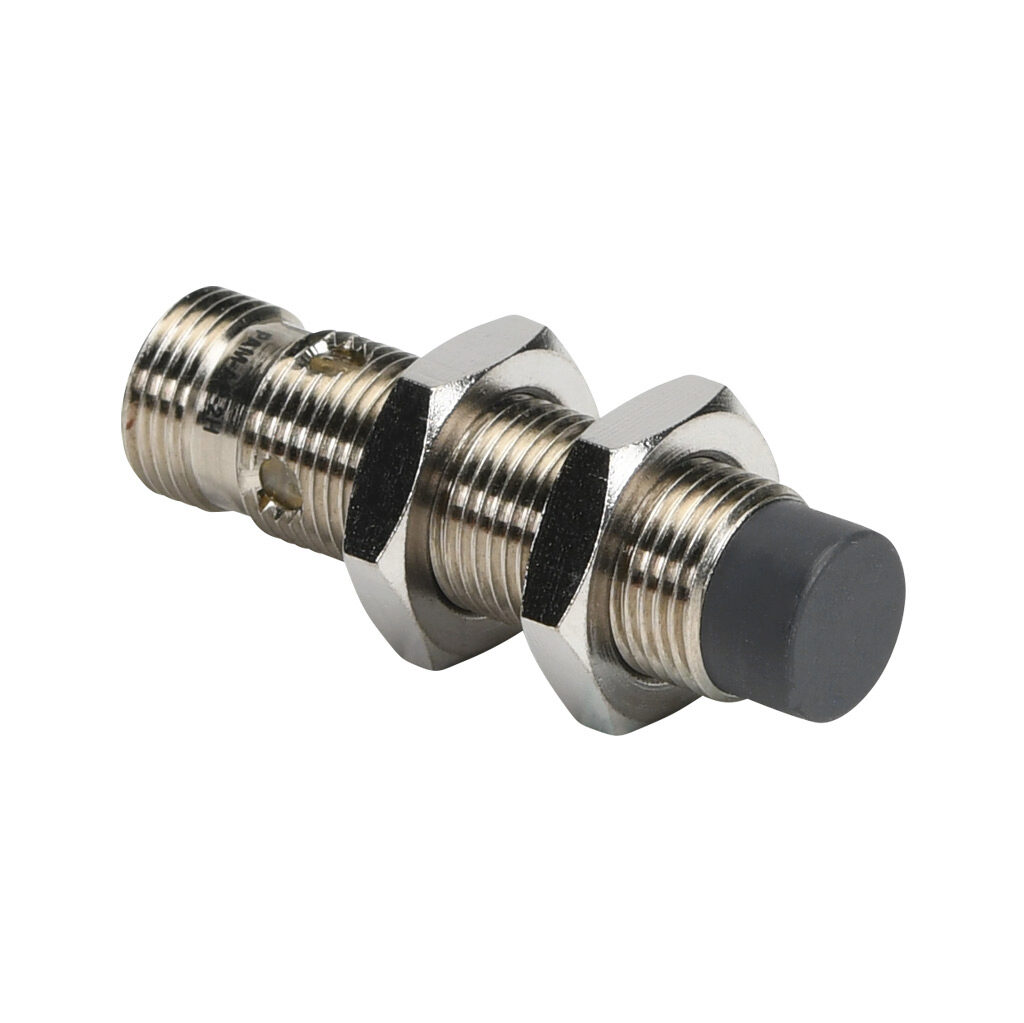 PAM-AP-2H - AchieVe inductive proximity sensor, tubular, 12mm diameter x 45mm body, nickel-plated brass housing, PNP, N.O. output, 4mm sensing distance, non-flush, 2 kHz switching frequency, IP67, 4-pin M12 quick-disconnect.