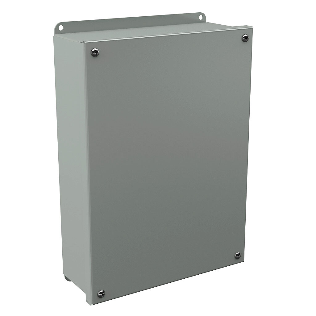 PB12BC - Wiegmann pushbutton enclosure, blank cover, NEMA 4/12/13, 12 x 9 x 3in (HxWxD), wall mount, carbon steel, ANSI 61 gray, powder coat finish, screw cover.