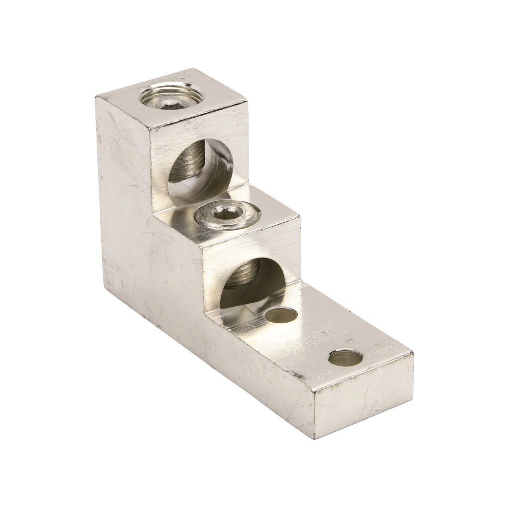PB2-750D1-1 - Penn-Union mechanical lug, panelboard, tin-plated aluminum, 600V, 2 openings, (1) 1/0 AWG-750 MCM stranded copper or aluminum, AL9CU.