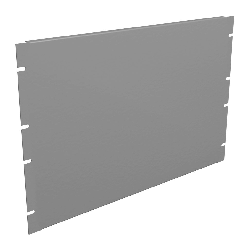 PBFS19012LG2 - Hammond rack panel, 7U, 19in rack width, flanged, carbon steel, RAL 7035 light gray, powder coat finish.