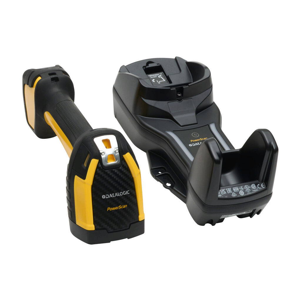 PBT9600-SRRBK20US - Datalogic PowerScan 960X series barcode scanner, 1D and 2D, imager, cordless, Bluetooth communication, RS-232, rugged duty, 1280 x 800 optical resolution. Scanner with removable battery, base station, RS232 cable, power brick, ...