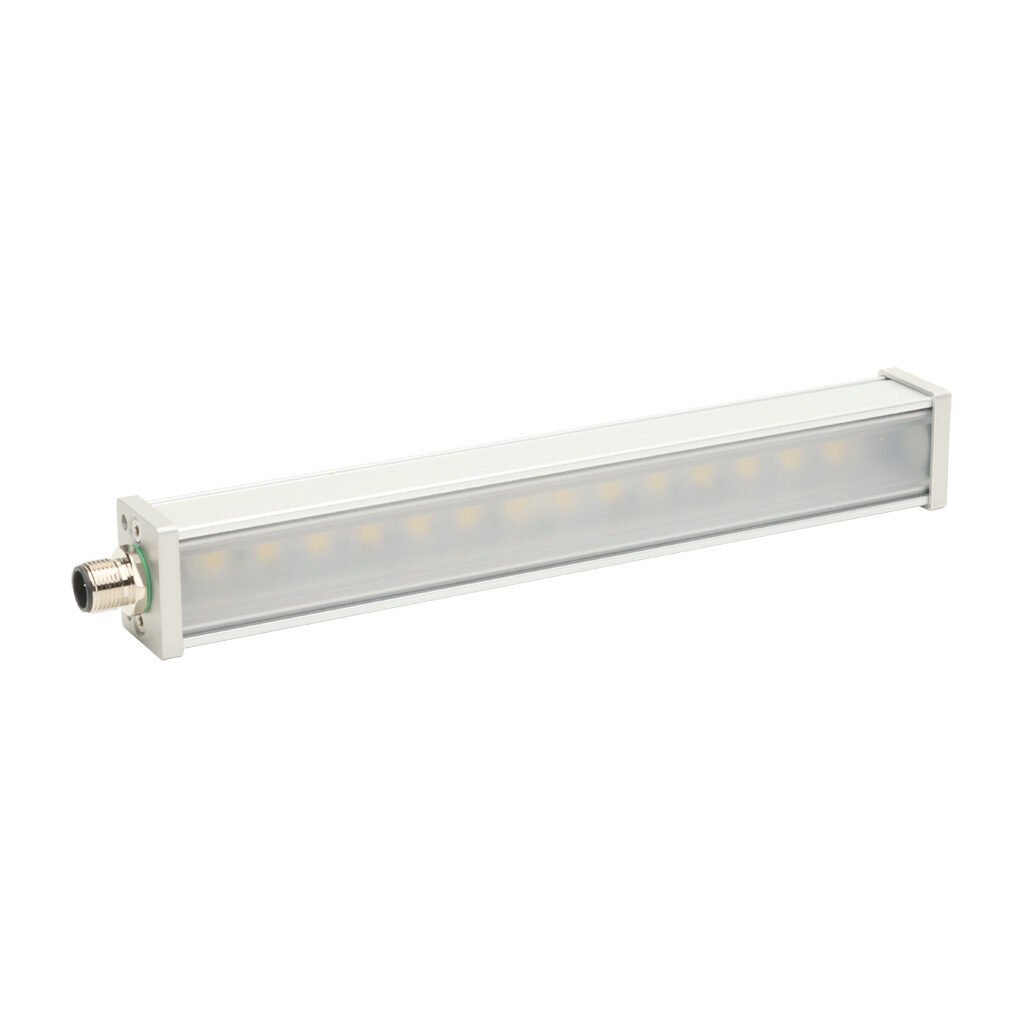PD02PD5CY - Lumher PD machine vision lighting, bar light, white light emission, 5000K, plus or minus 30 degrees, 180mm luminous field, continuous, 224 x 31 x 25mm housing, 22.8-25.2 VDC operating voltage.