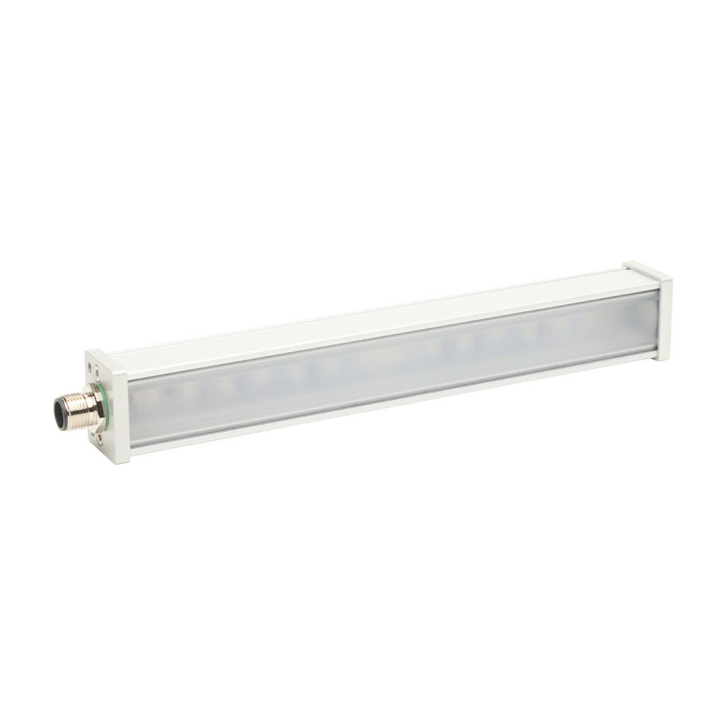 PD02PF5CY - Lumher PD machine vision lighting, bar light, infrared light emission, plus or minus 30 degrees, 180mm luminous field, continuous, 224 x 42 x 29.5mm housing, 22.8-25.2 VDC operating voltage.