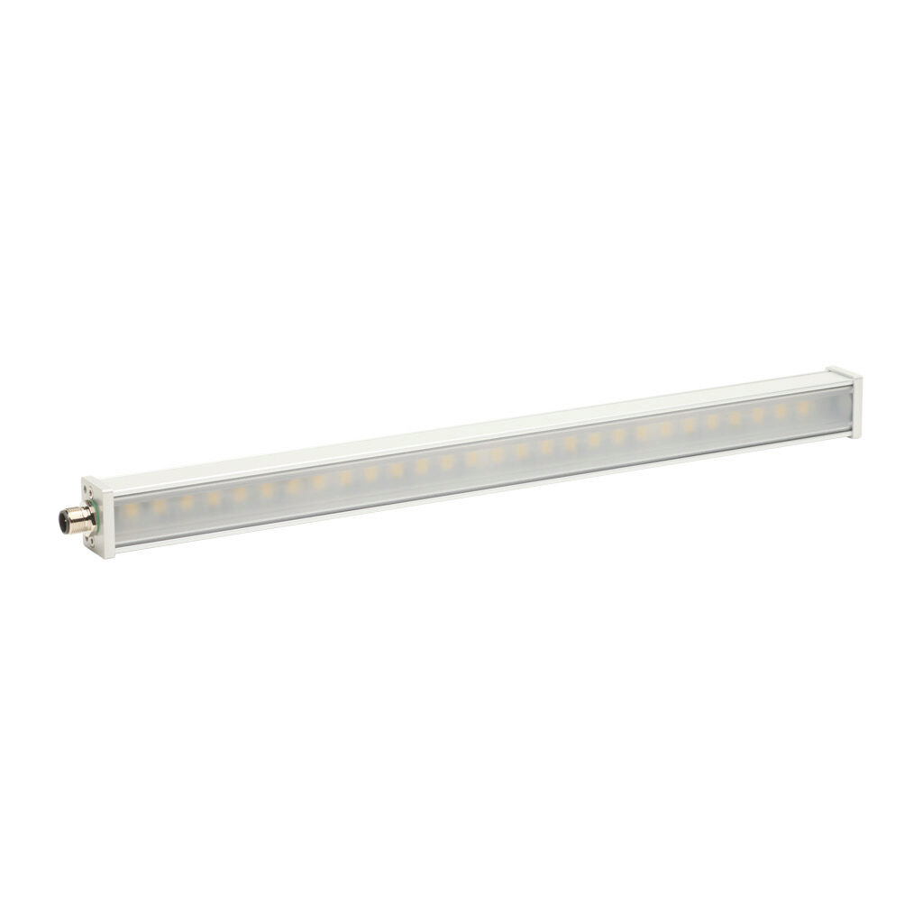 PD04ZD5CY - Lumher PD machine vision lighting, bar light, white light emission, 5000K, plus or minus 30 degrees, 360mm luminous field, continuous and strobe, 404 x 31 x 25mm housing, 22.8-25.2 VDC operating voltage.