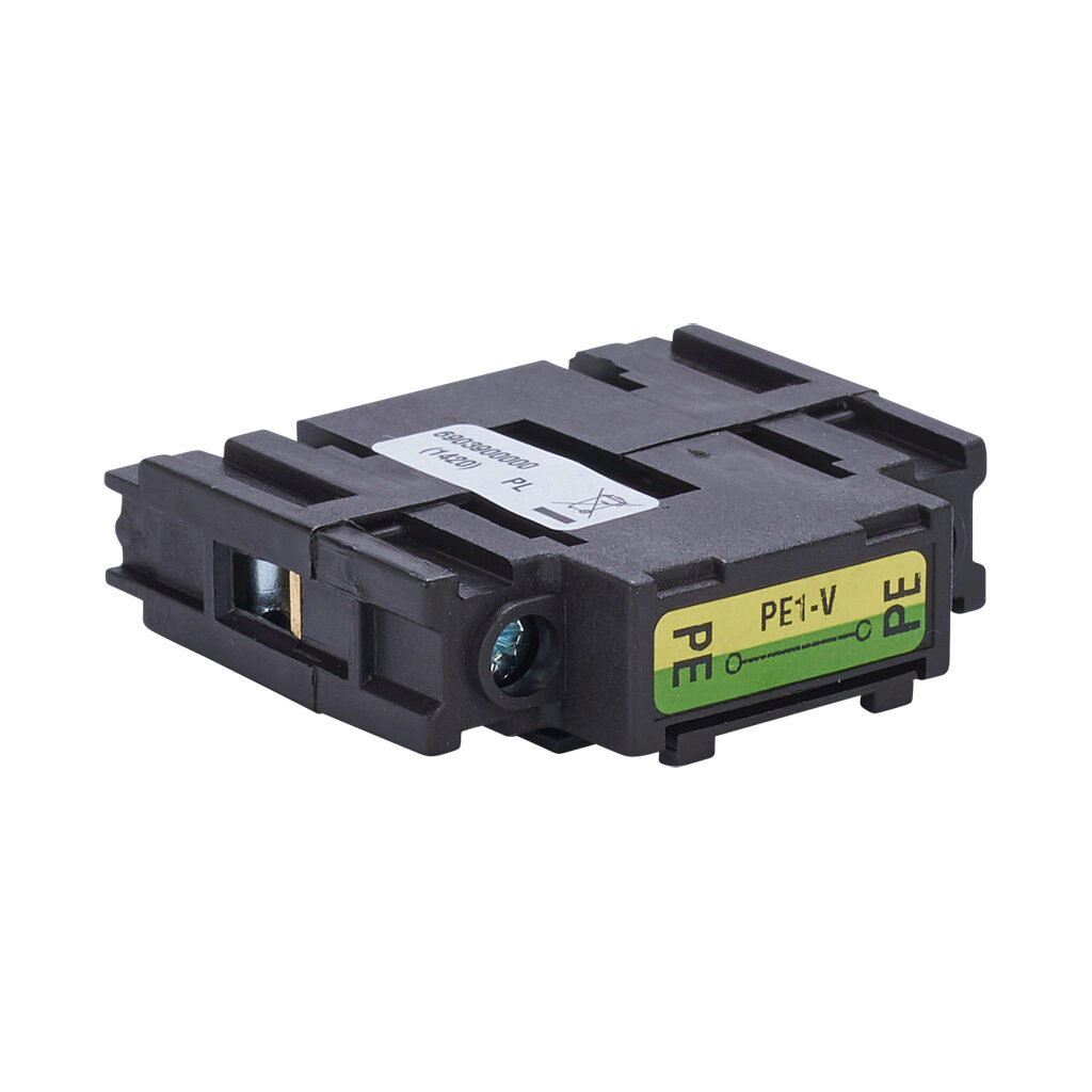 PE1-V - Merz ground pole module, 600 VAC, 40A, UL 508 rated. For use with Merz ML1 switch bodies in DIN rail applications.