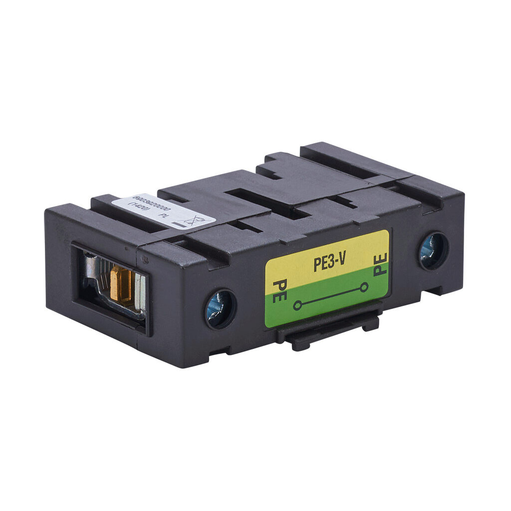 PE3-V - Merz ground pole module, 600 VAC, 125A, UL 508 rated. For use with Merz ML3 switch bodies in DIN rail applications.