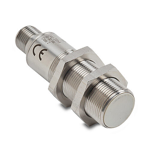 PFK1-BN-1H - Micro Detectors inductive proximity sensor, tubular, 18mm diameter x 63mm body, 316L stainless steel housing, NPN, N.O./N.C. complementary outputs, 5mm sensing distance, flush, 1.5 kHz switching frequency, IP67 IP68 IP69K, 4-pin M12 q...