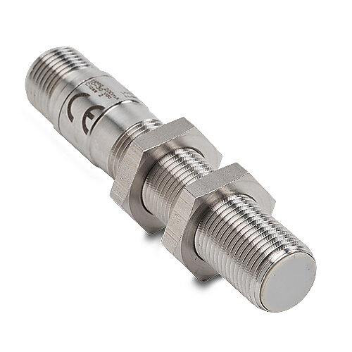 PFM1-BN-3H - Micro Detectors inductive proximity sensor, tubular, 12mm diameter x 64.8mm body, 316L stainless steel housing, NPN, N.O./N.C. complementary outputs, 4mm sensing distance, flush, 2 kHz switching frequency, IP67 IP68 IP69K, 4-pin M12 q...