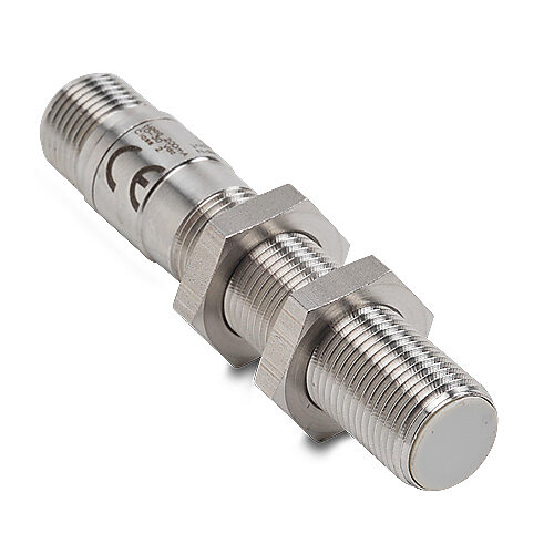 PFM1-BP-1H - Micro Detectors inductive proximity sensor, tubular, 12mm diameter x 64.8mm body, 316L stainless steel housing, PNP, N.O./N.C. complementary outputs, 2mm sensing distance, flush, 2 kHz switching frequency, IP67 IP68 IP69K, 4-pin M12 q...