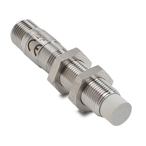 PFM1-BP-2H - Micro Detectors inductive proximity sensor, tubular, 12mm diameter x 64.8mm body, 316L stainless steel housing, PNP, N.O./N.C. complementary outputs, 4mm sensing distance, non-flush, 2 kHz switching frequency, IP67 IP68 IP69K, 4-pin M...