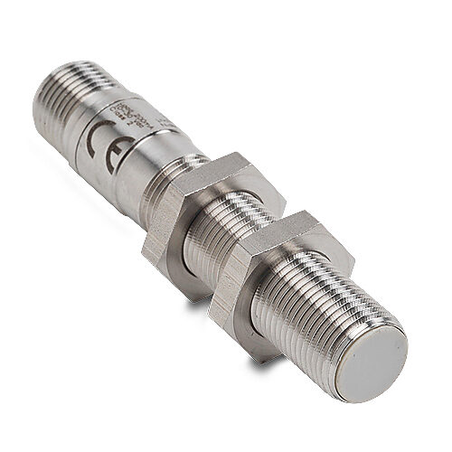 PFM1-BP-3H - Micro Detectors inductive proximity sensor, tubular, 12mm diameter x 64.8mm body, 316L stainless steel housing, PNP, N.O./N.C. complementary outputs, 4mm sensing distance, flush, 2 kHz switching frequency, IP67 IP68 IP69K, 4-pin M12 q...