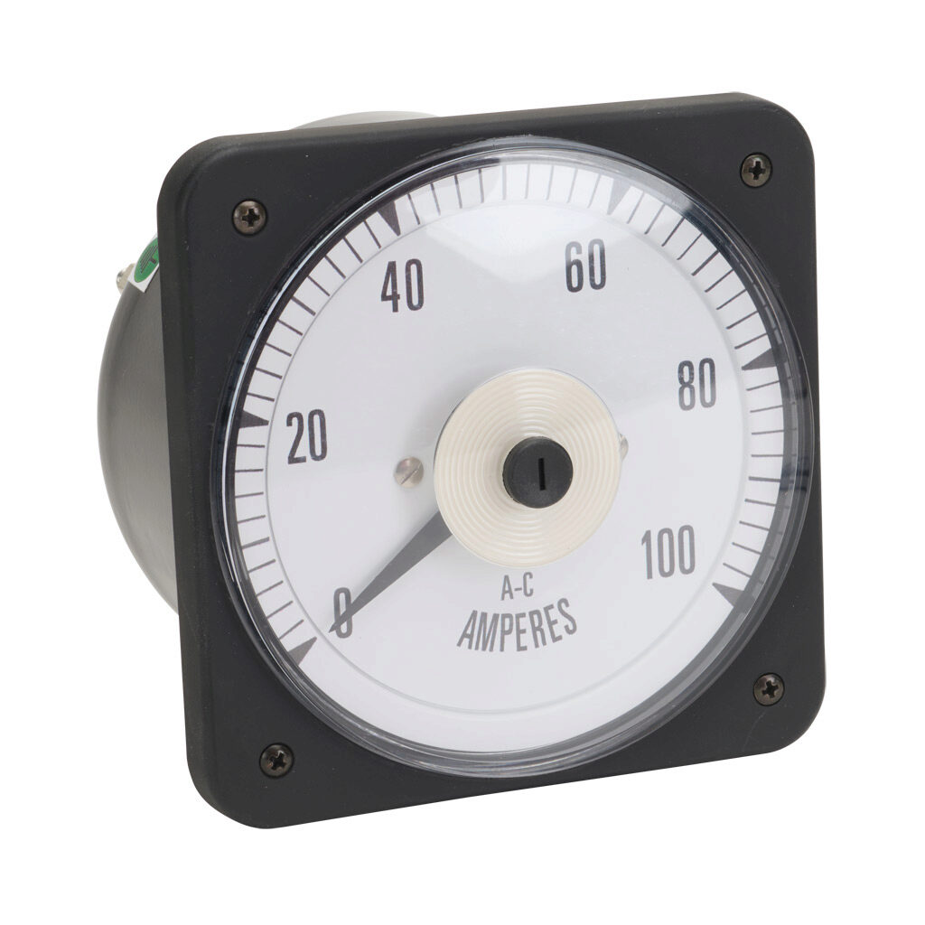 PK-103-131-LSPK-C7 - Sifam Tinsley MCS switchboard meter, 4.5in analog dial display, 0-100A AC, current input, transformer rated, pivot and jewel, round 4-hole mount.