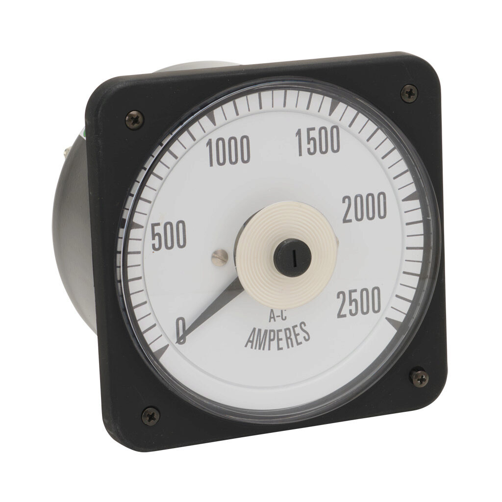 PK-103-131-LSTV-C7 - Sifam Tinsley MCS switchboard meter, 4.5in analog dial display, 0-2500A AC, current input, transformer rated, pivot and jewel, round 4-hole mount.