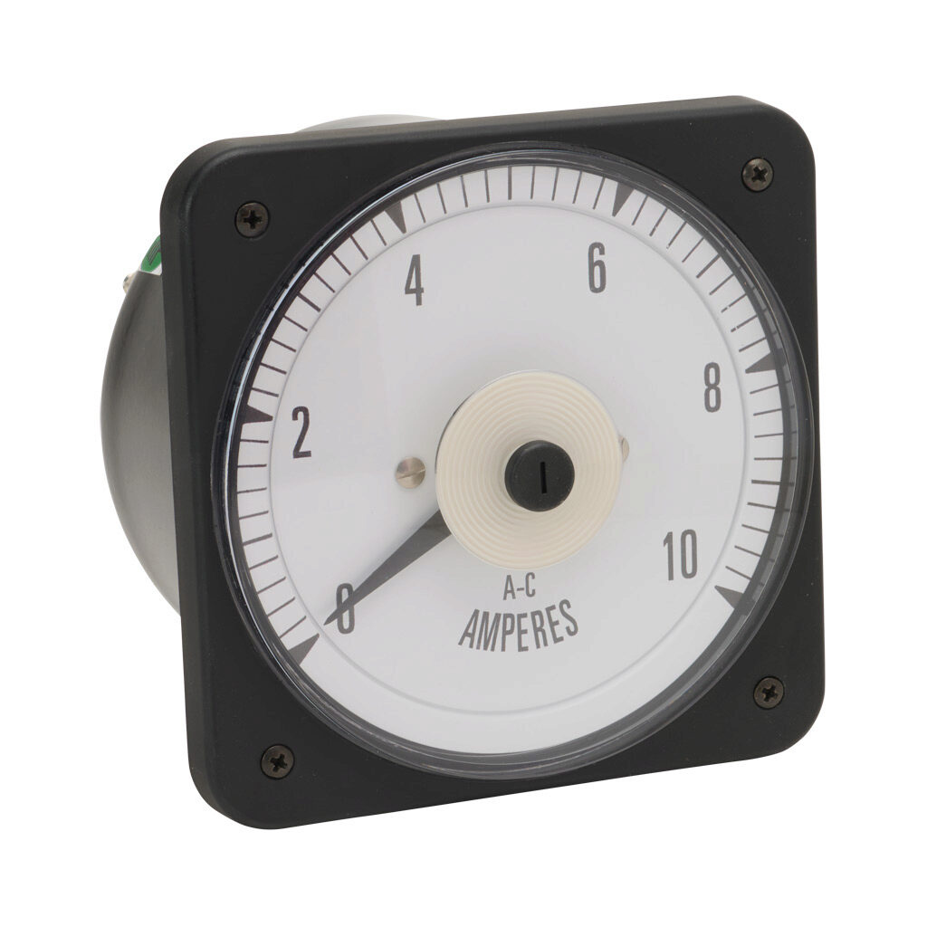 PK-103-131-MTMT-C7 - Sifam Tinsley MCS switchboard meter, 4.5in analog dial display, 0-10A AC, current input, self contained, pivot and jewel, round 4-hole mount.