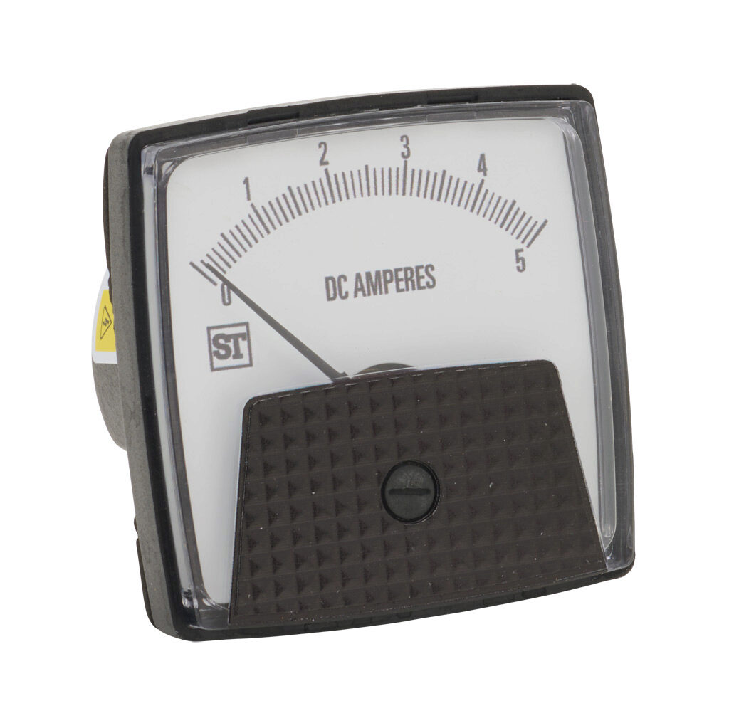 PK-250-200-LSLS - Sifam Tinsley Smartlook panel meter, 2.5in analog dial display, 0-5A DC, current input, self contained, moving coil, round 3-hole mount.