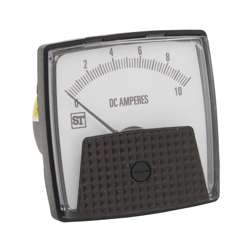 PK-250-200-MTMT - Sifam Tinsley Smartlook panel meter, 2.5in analog dial display, 0-10A DC, voltage input, self contained, moving coil, round 3-hole mount.