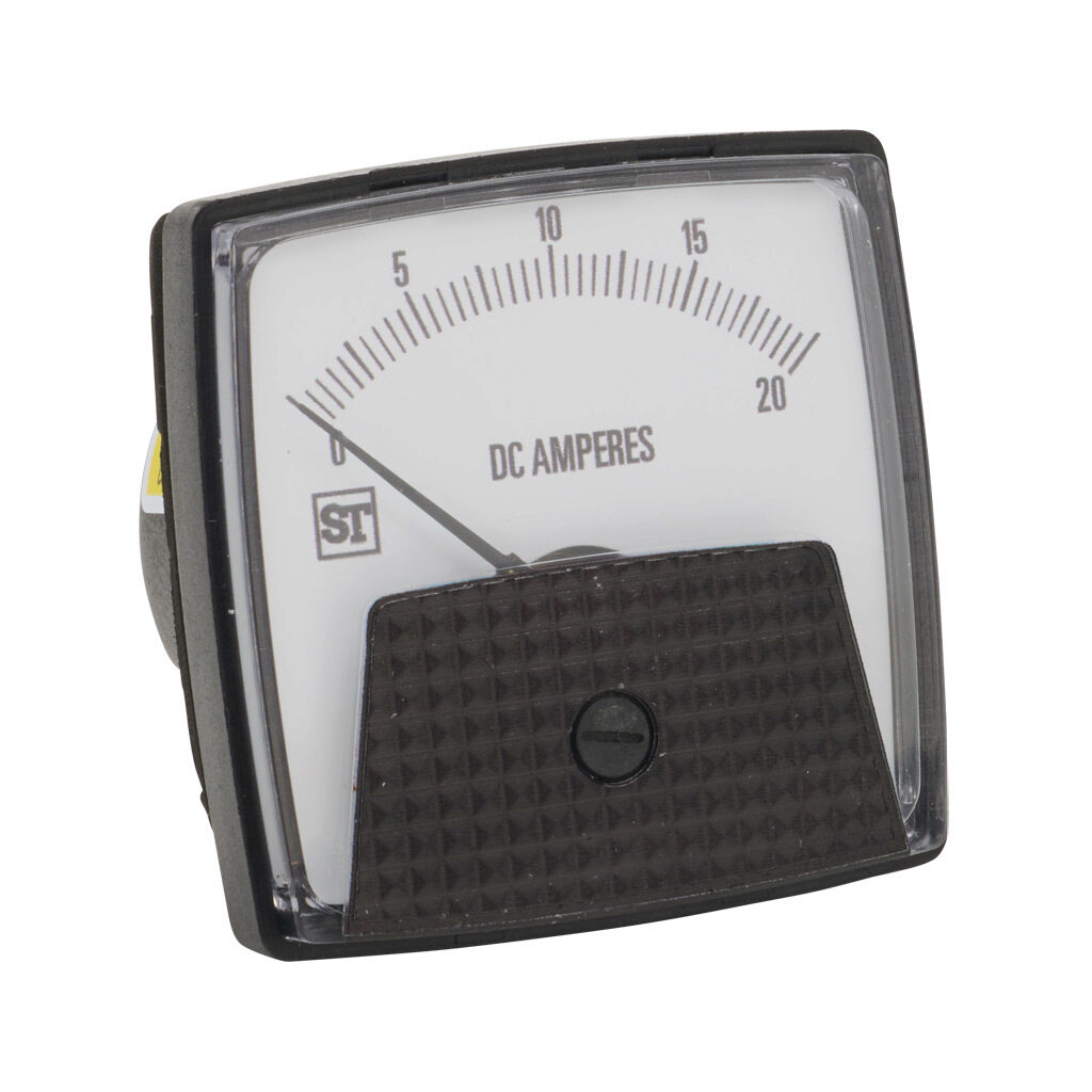 PK-250-224-ECNG - Sifam Tinsley Smartlook panel meter, 2.5in analog dial display, 0-20A DC, voltage input, shunt rated, moving coil, round 3-hole mount.