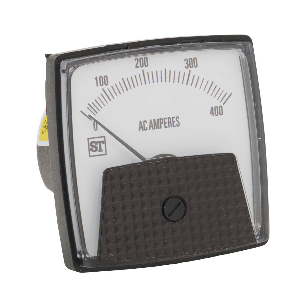 PK-250-240-LSSC - Sifam Tinsley Smartlook panel meter, 2.5in analog dial display, 0-400A AC, current input, transformer rated, moving iron, round 3-hole mount.