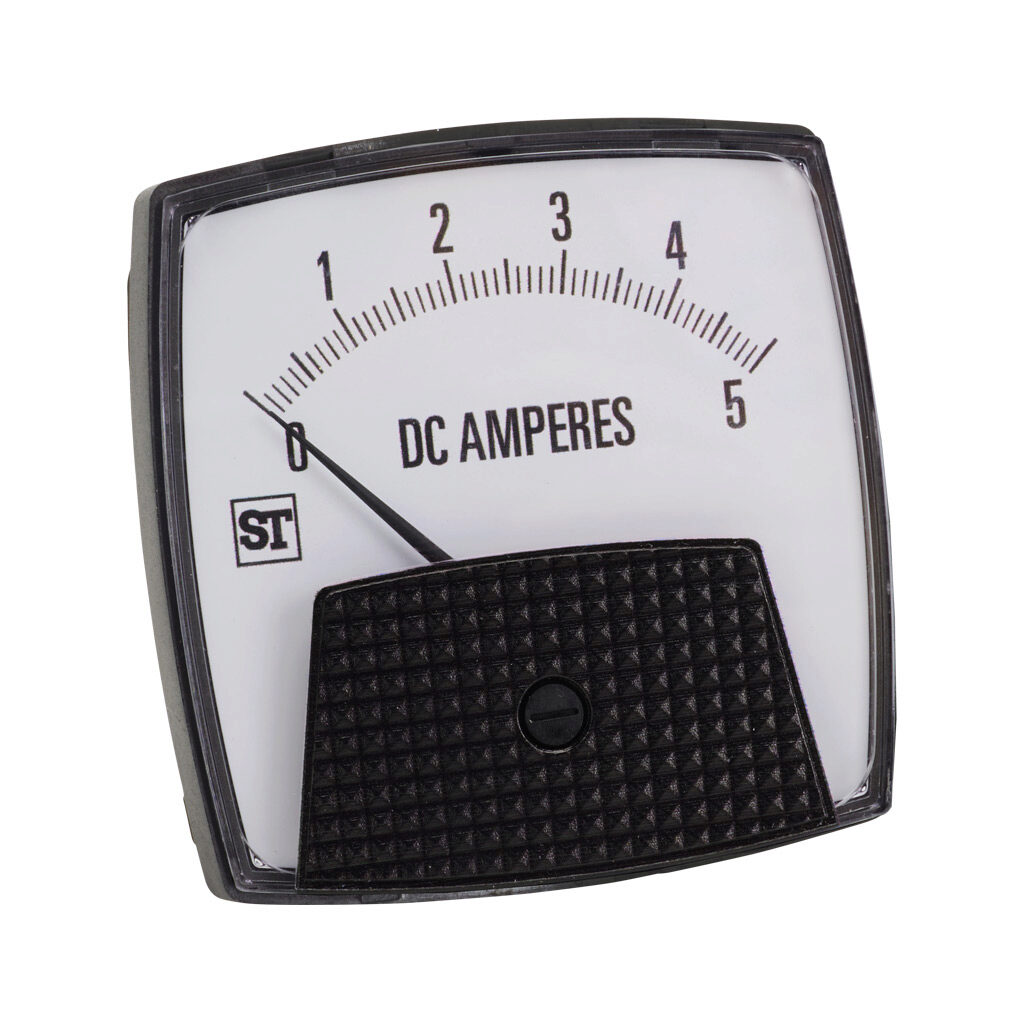 PK-250-300-LSLS - Sifam Tinsley Smartlook panel meter, 3.5in analog dial display, 0-5A DC, current input, self contained, moving coil, round 3-hole mount.