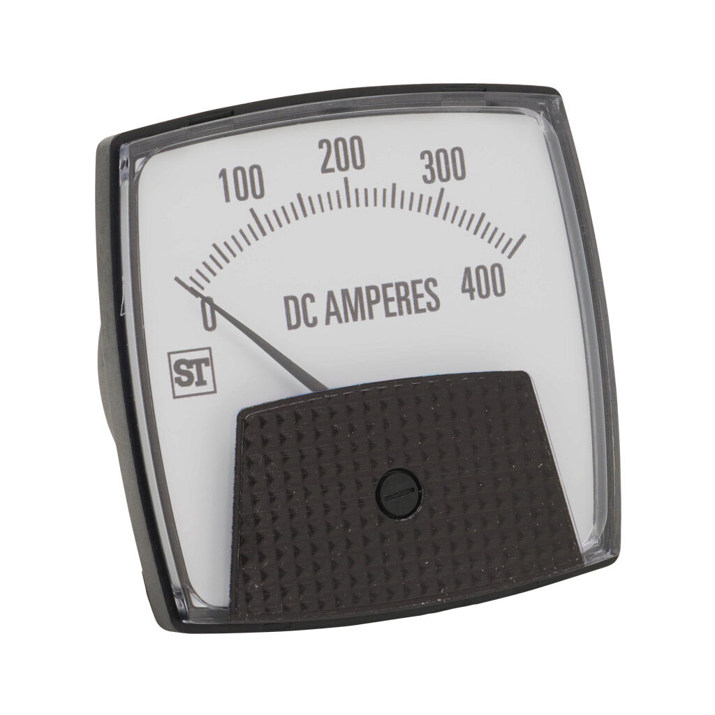 PK-250-324-ECSC - Sifam Tinsley Smartlook panel meter, 3.5in analog dial display, 0-400A DC, voltage input, shunt rated, moving coil, round 3-hole mount.
