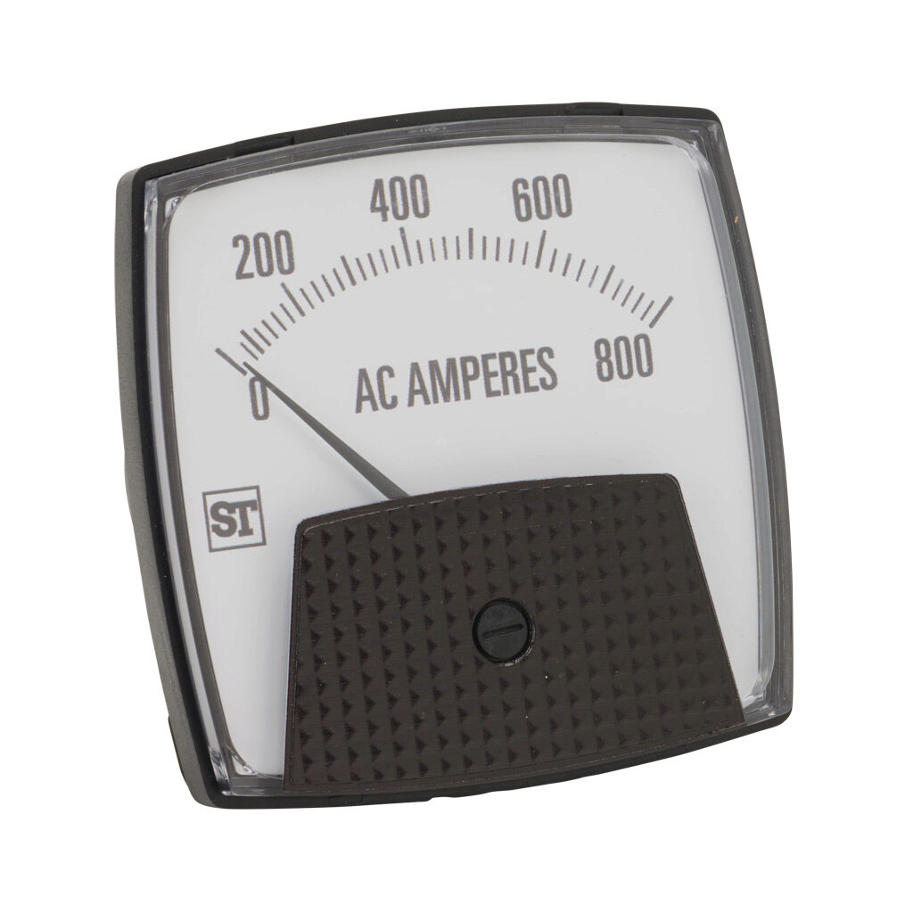 PK-250-340-LSSN - Sifam Tinsley Smartlook panel meter, 3.5in analog dial display, 0-800A AC, current input, transformer rated, moving iron, round 3-hole mount.