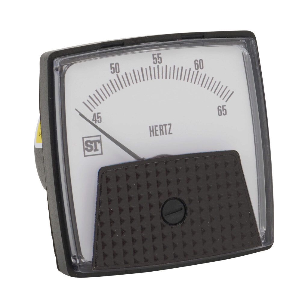 PK-254-250-AJAJ - Sifam Tinsley Smartlook panel meter, 2.5in analog dial display, 45-65 Hz, frequency input, self contained, pivot and jewel, round 3-hole mount.
