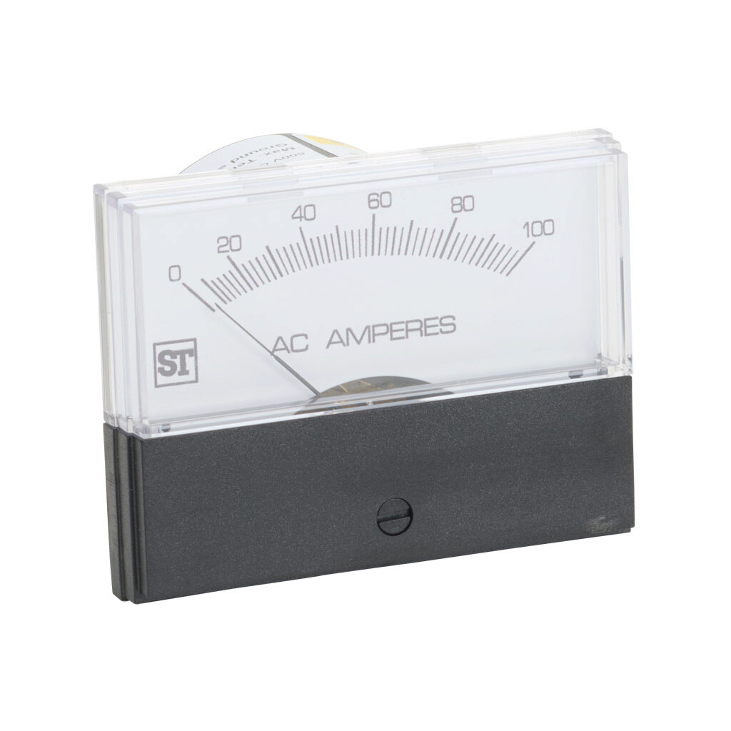 PK-260-240-LSPK - Sifam Tinsley Contender panel meter, 2.5in analog dial display, 0-100A AC, current input, transformer rated, moving iron, round 4-hole mount.