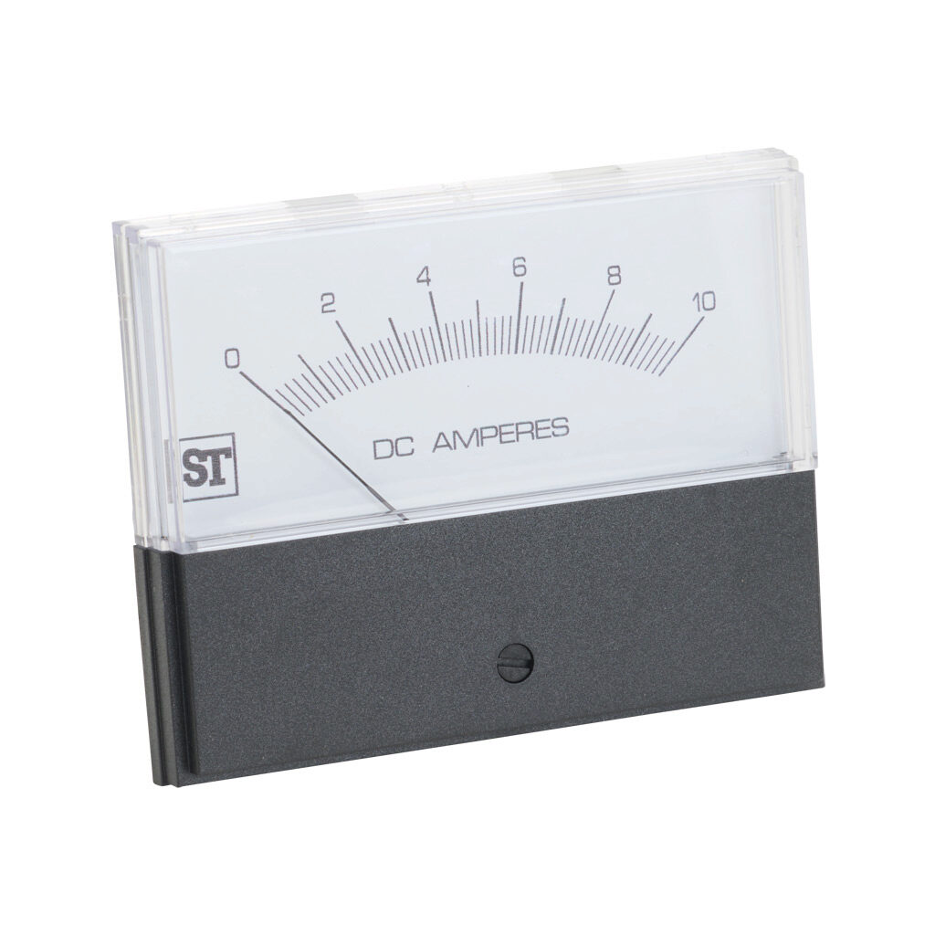 PK-260-300-MTMT - Sifam Tinsley Contender panel meter, 3.5in analog dial display, 0-10A DC, current input, self contained, moving coil, round 4-hole mount.