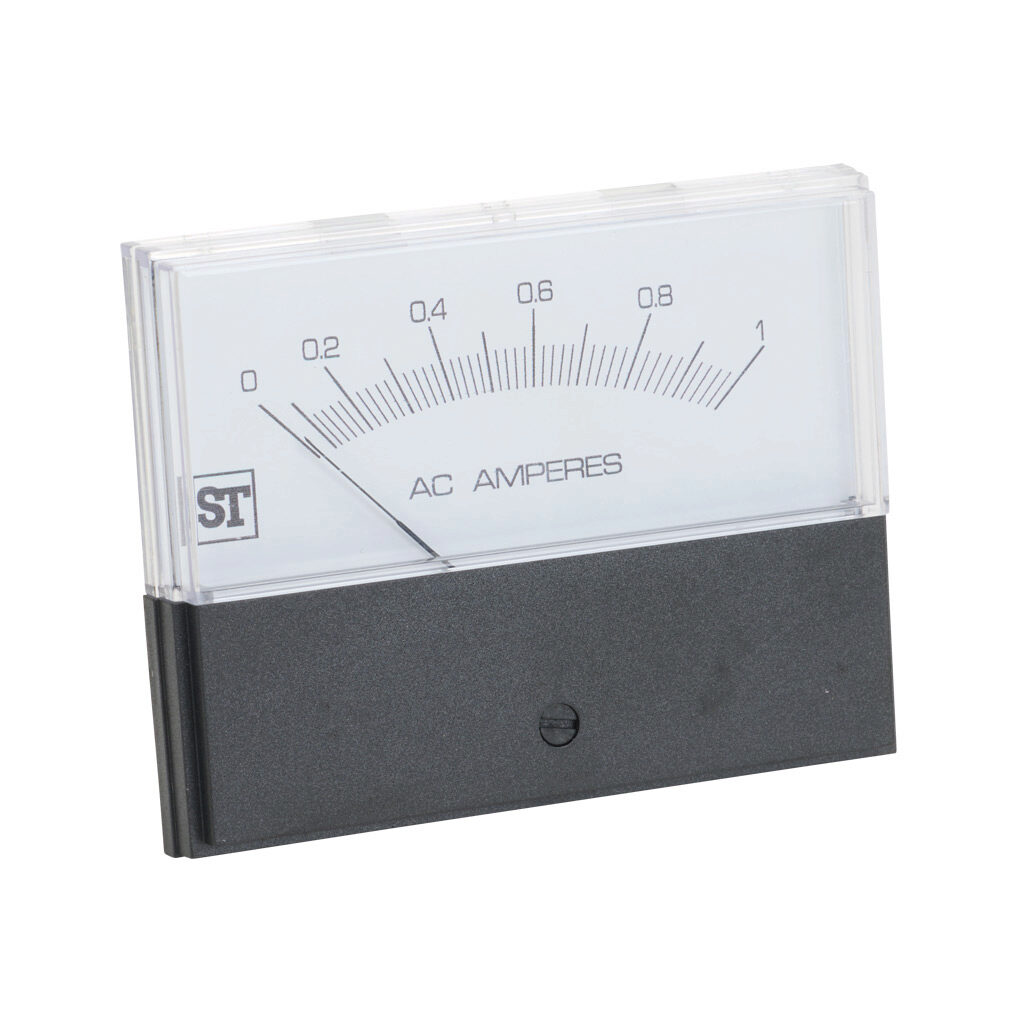 PK-260-340-LALA - Sifam Tinsley Contender panel meter, 3.5in analog dial display, 0-1A AC, current input, self contained, moving iron, round 4-hole mount.