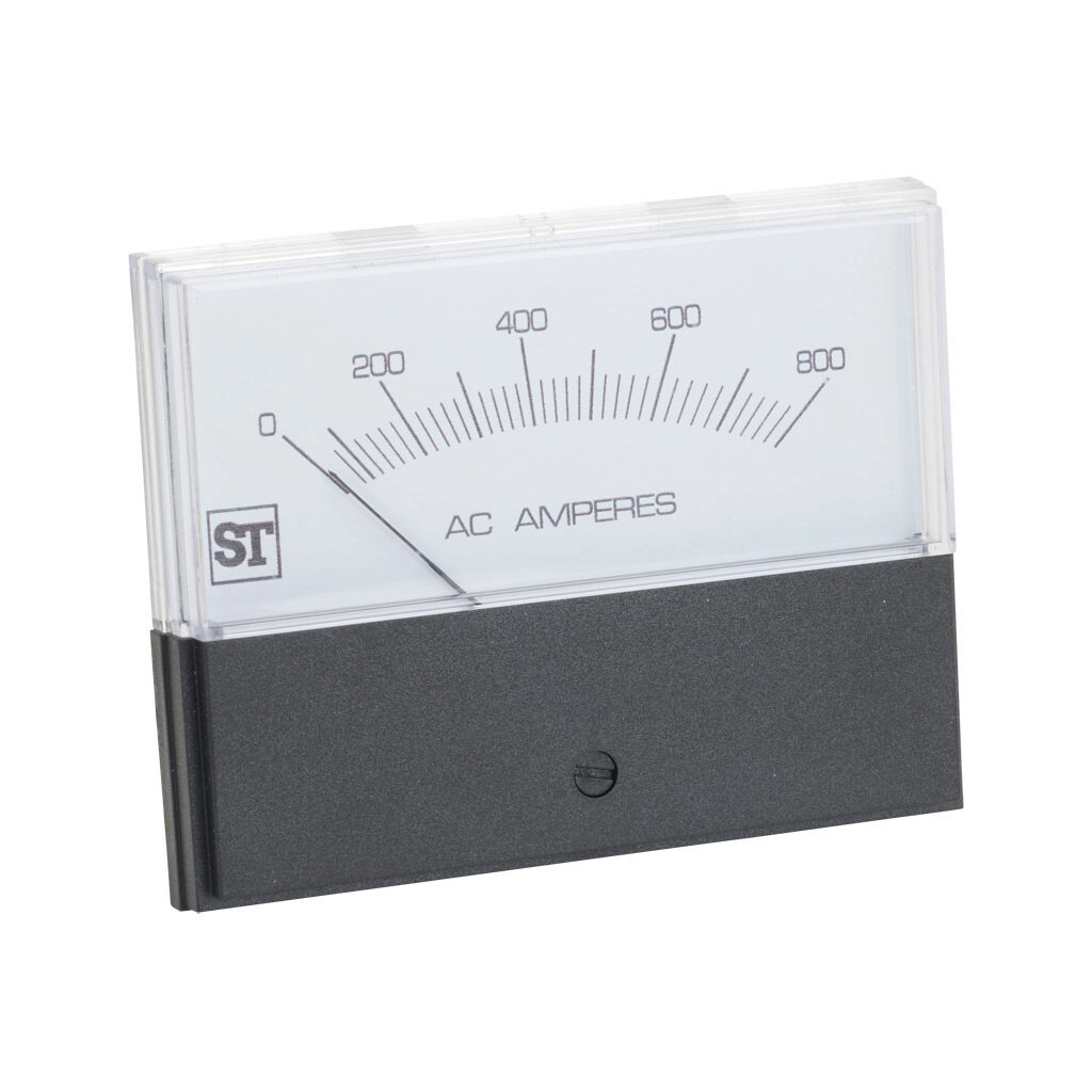 PK-260-340-LSSN - Sifam Tinsley Contender panel meter, 3.5in analog dial display, 0-800A AC, current input, transformer rated, moving iron, round 4-hole mount.