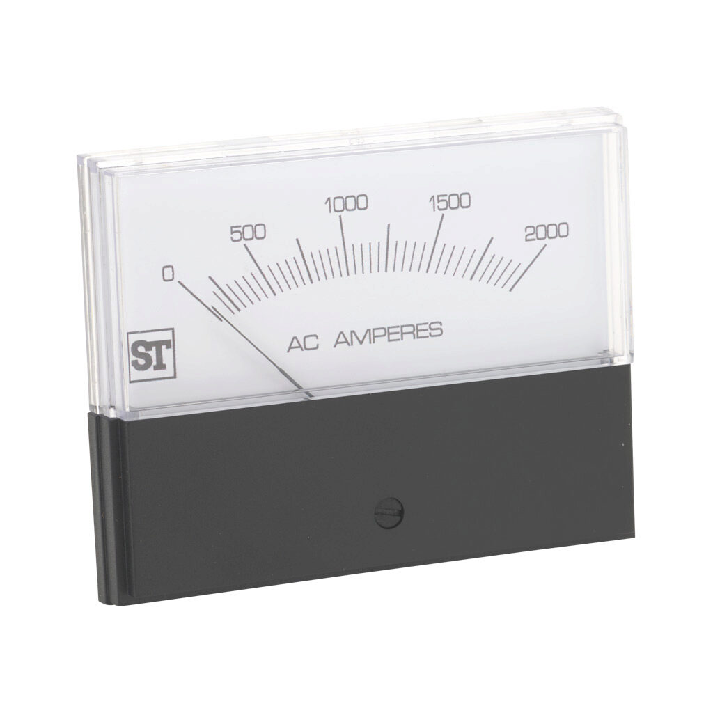 PK-260-340-LSTM - Sifam Tinsley Contender panel meter, 3.5in analog dial display, 0-2000A AC, current input, transformer rated, moving iron, round 4-hole mount.