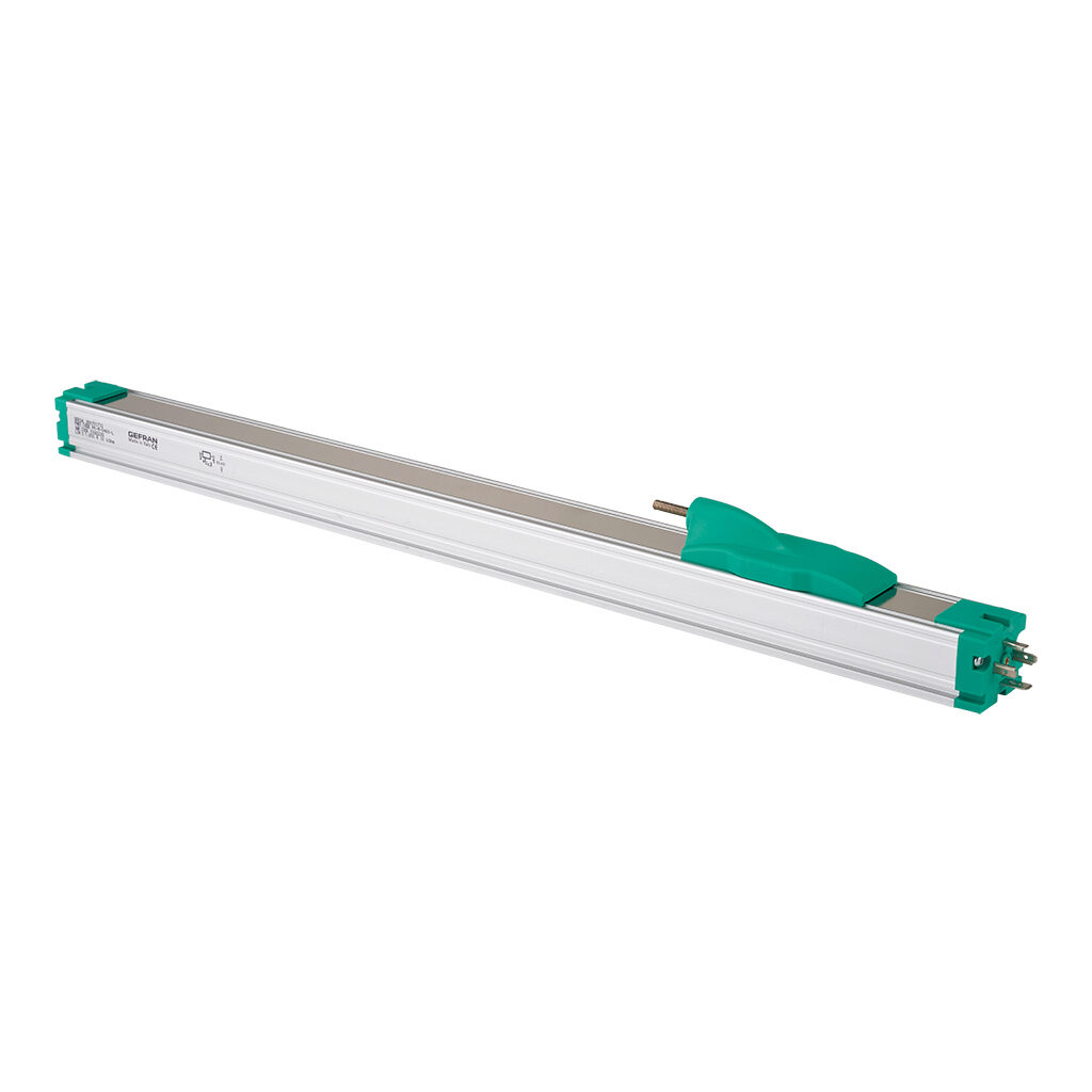 PK-M-0400-L - Gefran potentiometer linear position sensor, rodless slide, 400mm stroke, 57 x 38 x 556mm body, channel mount, 18mm DIN 43650 Form A.