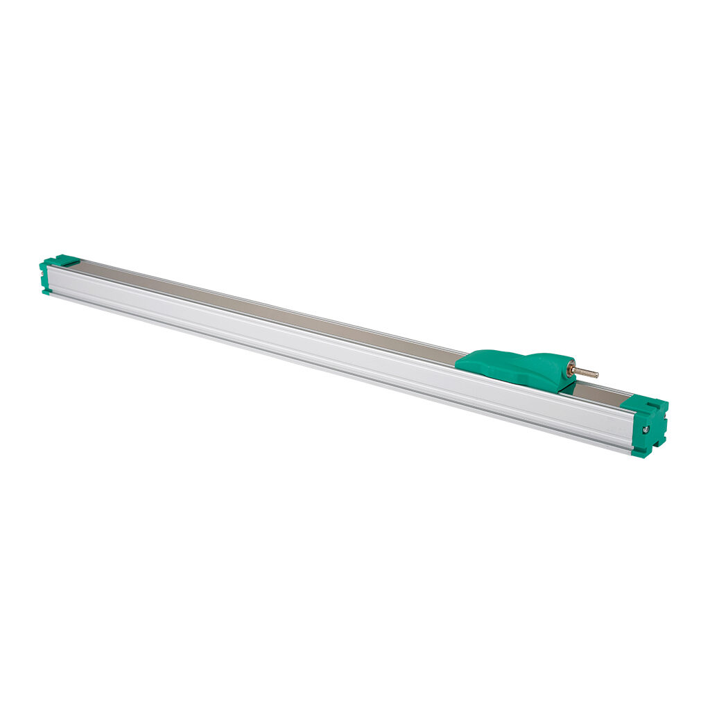 PK-M-0500-L - Gefran potentiometer linear position sensor, rodless slide, 500mm stroke, 57 x 38 x 659mm body, channel mount, 18mm DIN 43650 Form A.
